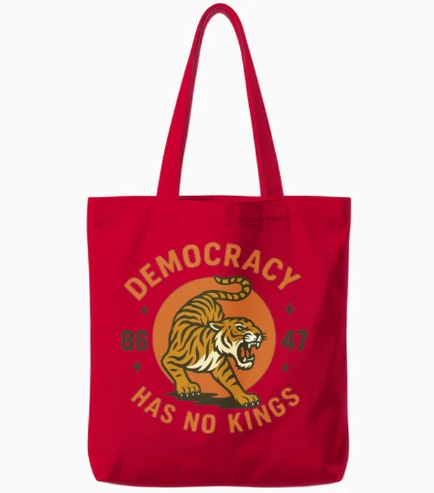 Democracy Has No Kings Tote Bags in Red