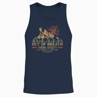 Out of Breath Hiking Society for Men Women Hiker Nature Love Unisex Tank Top - Navy