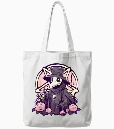 Pastel Goth Gruselige Pest Doctor Rosen Und Pentagramm Kawaii Tote Bags - White