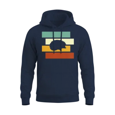 Hedgehog Retro Unisex Hoodie - Navy