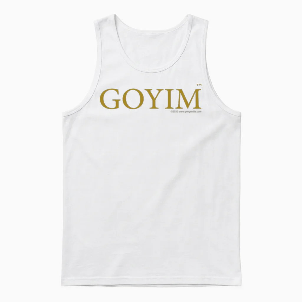 Goyim, Gold Unisex Tank Top in White