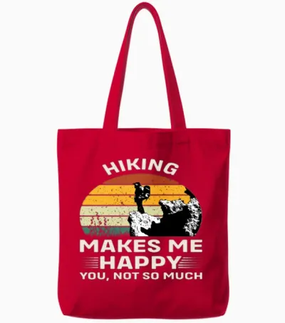 Hiking Make Me Happy Tote Bags - Red
