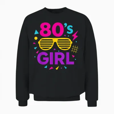 Lunettes De Soleil Rétro Pour Fille Des Années 80 Avec Style Années 80 Unisex Sweatshirt - Black