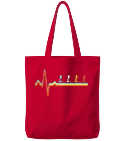 Hiking Retro Heartbeat Tote Bags - Red