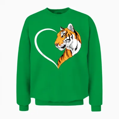 Tiger T-Shirts Für Frauen Mädchen Kinder Tiger T-Shirt Herz Unisex Sweatshirt - Irish Green