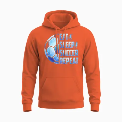 Soccer Eat Sleep Soccer Repeat Boys Unisex Hoodie - Orange