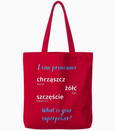Funny Polish Tongue Twister Words Superpower Tote Bags - Red