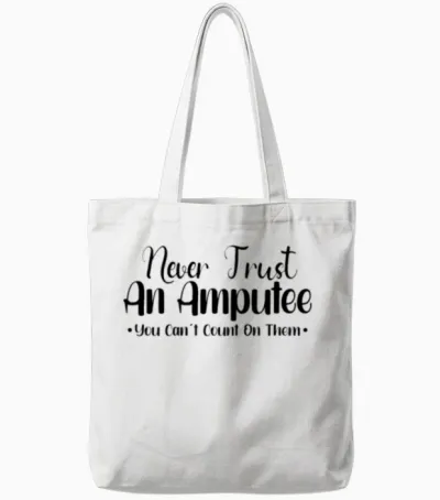 Handicapped Wheelchair Cyborg Leg Arm Amputee Tote Bags - White
