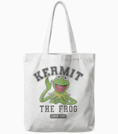 Disney the Muppets Kermit the Frog Since 1955 Collegiate Tote Bags - White