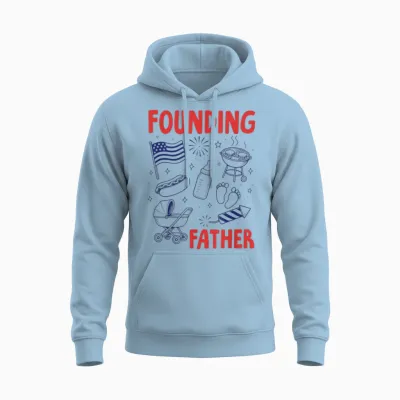 Fathers Day Pregnancy Announcement Baby Founding Fathers Unisex Hoodie - Light Blue