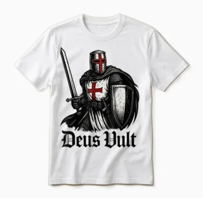 Deus Vult - Christlicher Tempelritter Unisex T-Shirt - White