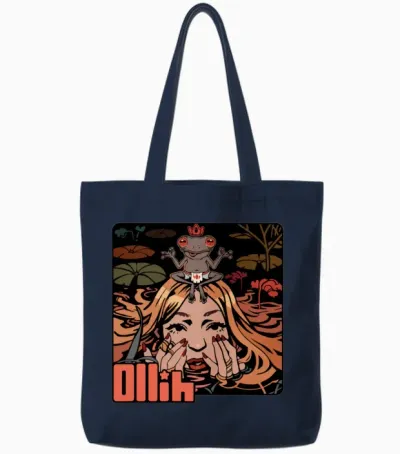 Frog Queen — the Crowned Swamp [original Art] Tote Bags - Navy
