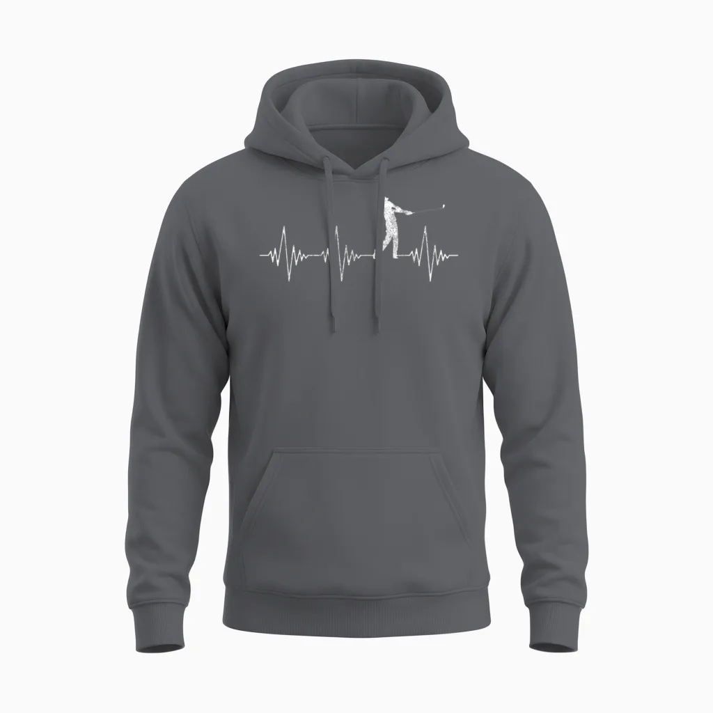 Golf Heartbeat Unisex Hoodie in Charcoal