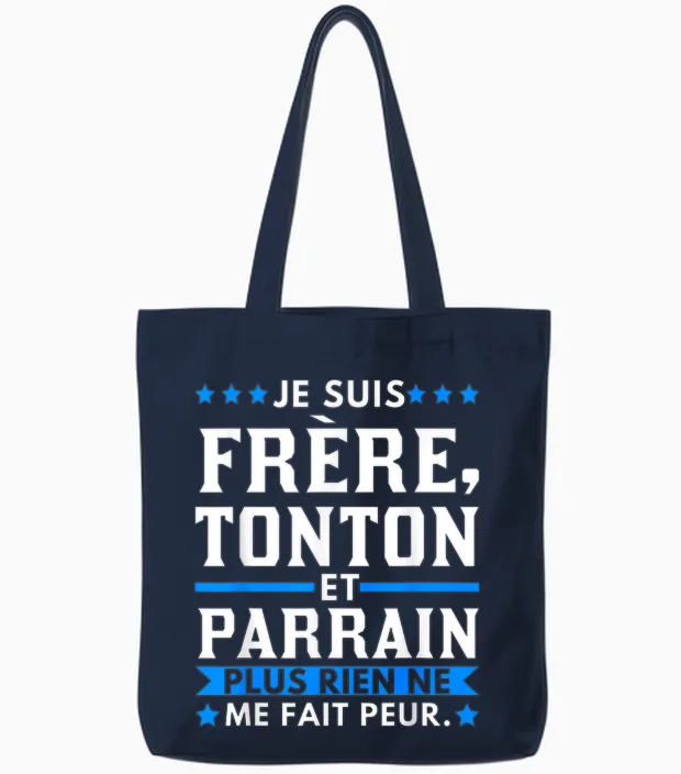 I You Brother, Uncle and Uncle Godfather T-Shirt, Black, S Tote Bags in Navy