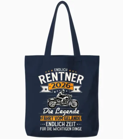 Rentner 2026 Geschenk Mann Biker Rente Ruhestand Lustig Tote Bags - Navy