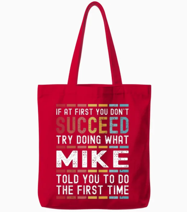 Mike Name Personalized Funny Birthday Christmas Tote Bags in Red