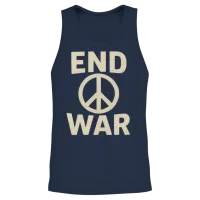 End War Peace Sign Graphic Unisex Tank Top - Navy – 2