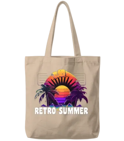 Retro Summer Tote Bags - Natural