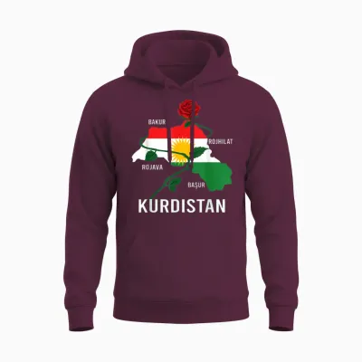 Kurdistan-Flagge Nowruz, Bakur Rojava Bashur, I Love Kurdistan Unisex Hoodie - Maroon
