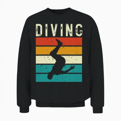 Retro Cliff Jumping Water Sports Unisex Sweatshirt - Black