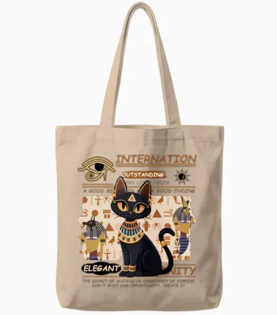 Royal Egyptian Black Cat Tote Bags - Natural