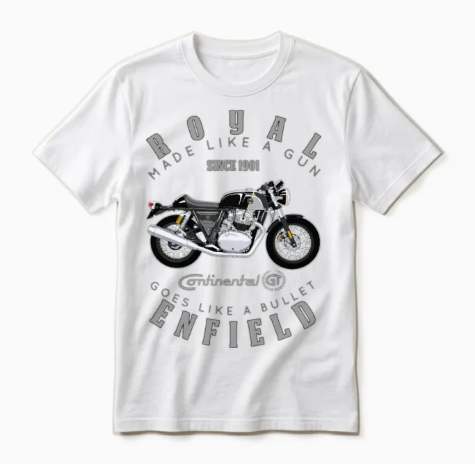 Royal Enfield Continental Gt Designs by Fashion Th Unisex T-Shirt in White