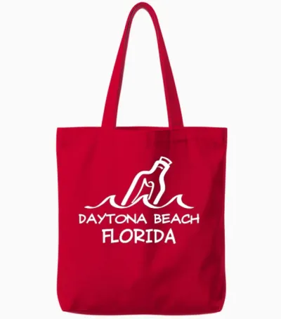 Daytona Beach Florida Message in a Bottle Souvenir Tote Bags - Red