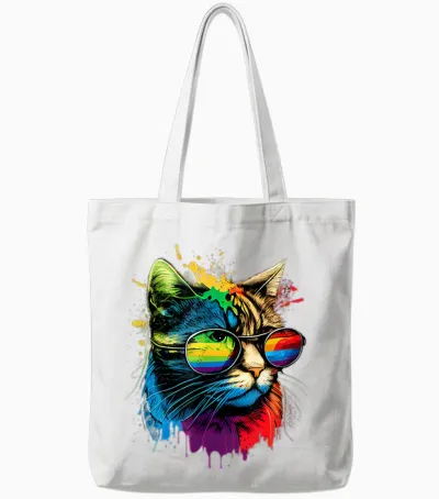 Rainbow Flag Gay Pride Lgbtq Wasserfarben Katze Tote Bags - White