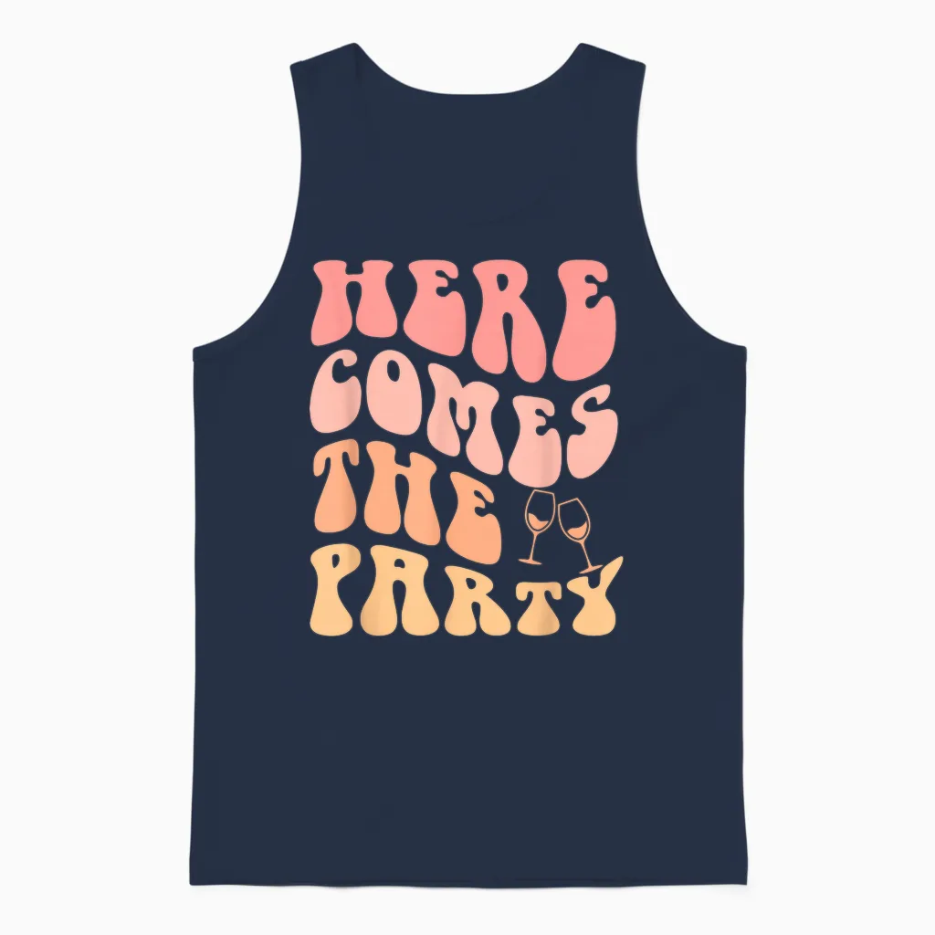 Hier Kommt Die Party Bachelorette Party Bride Bridemaid Unisex Tank Top in Navy