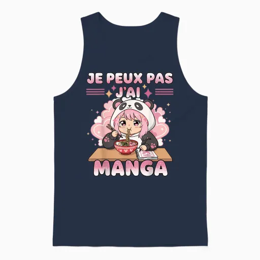 Je Peux Pas J'ai Manga - Humor Kawaii Ramen Anime Japanese Unisex Tank Top in Navy
