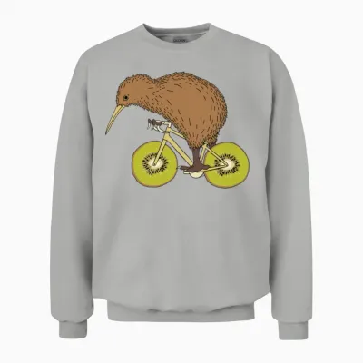 Kiwi Riding Bike with Kiwi Wheels Unisex Sweatshirt - Ash