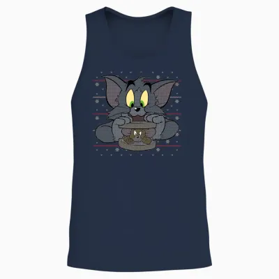 Tom and Jerry X-Mas Sandwich Unisex Tank Top - Navy