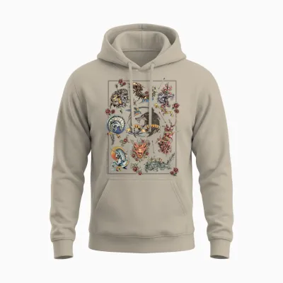 The Witcher Monster Tattoo Flash Officially Licensed Unisex Hoodie - Sand