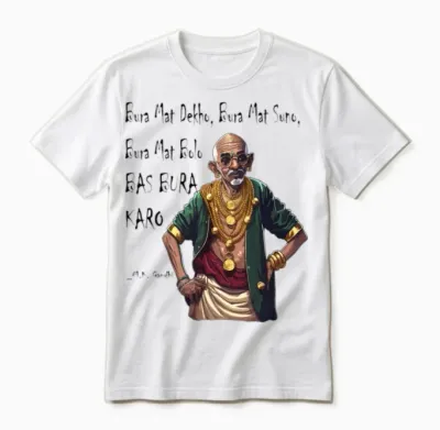 Funny Rapper Mahatma Gandhi Quote Bas Bura Karo Unisex T-Shirt - White