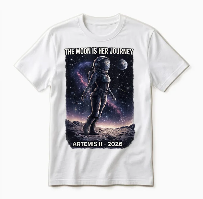 Artemis 2 Space Damen Mädchen Unisex T-Shirt in White