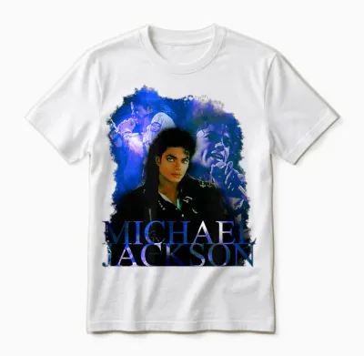 Michael Jackson-003 T-Shirt, Black, S Unisex T-Shirt - White