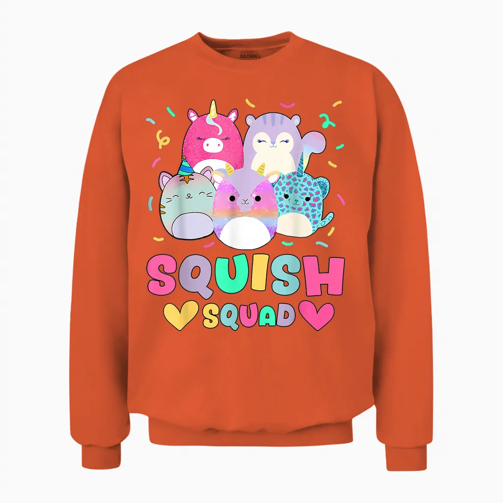 Squish Squad Birthday Shirt for Girls Unisex Sweatshirt in Orange