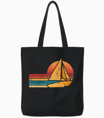 Retro Catamaran Tote Bags - Black