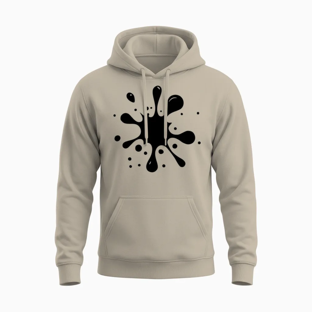 Ink Blot Art Design Unisex Hoodie in Sand