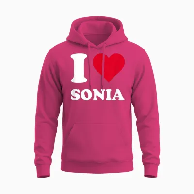 Red Heart J'aime Sonia T-Shirt, Black, S Unisex Hoodie - Heliconia