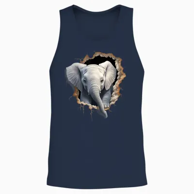 Elefanten-Wandmotiv Kunstwerk Tierwelt Afrikanische Tierliebhaber Unisex Tank Top - Navy