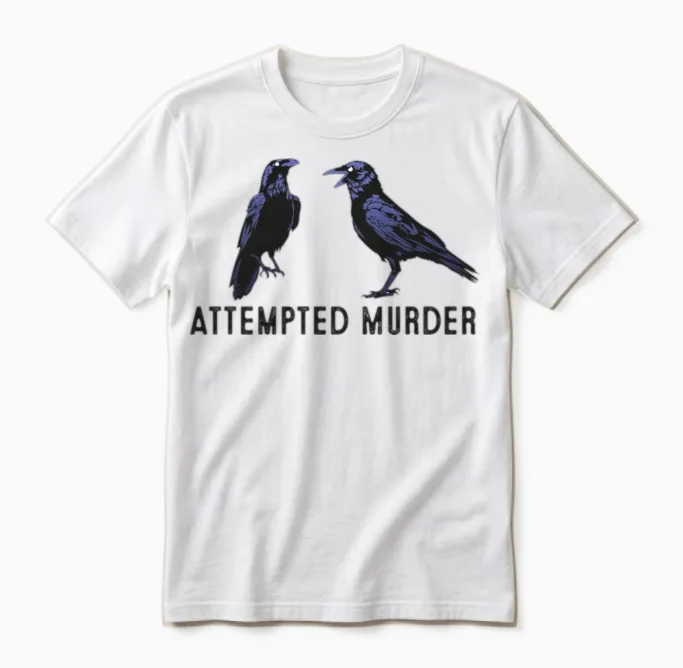 Attempted Murder Crows and Ravens Edgar Allen Poe Unisex T-Shirt - White