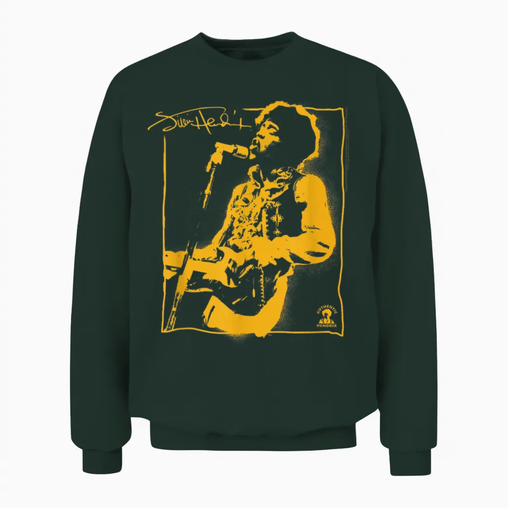 Jimi Hendrix Spray Paint Graffiti Portrait Vintage Band Unisex Sweatshirt in Forest