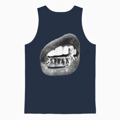 Teeth T-Shirt, Black Unisex Tank Top - Navy