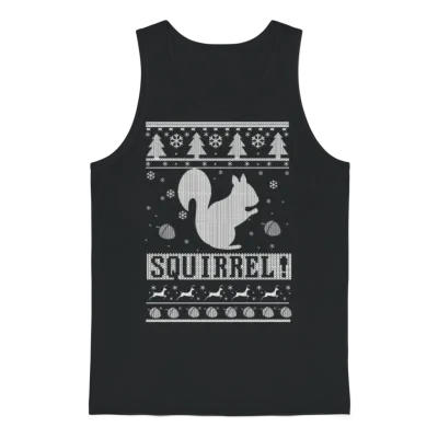 Squirrel Christmas Unisex Tank Top - Black