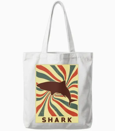 Shark Retro Vintage Tote Bags - White