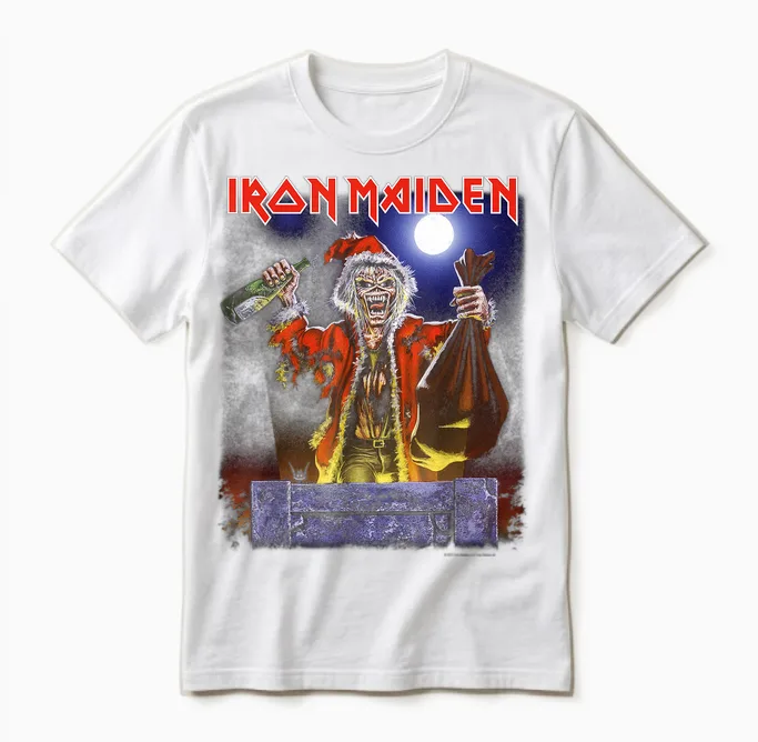 Iron Maiden - No Prayer Santa Eddie Christmas Unisex T-Shirt in White