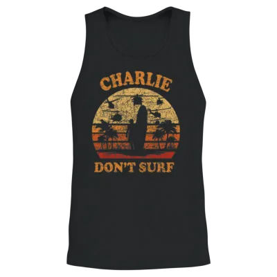 Charlie Does Not Surf in the Military Vietnam War Unisex Tank Top - Black