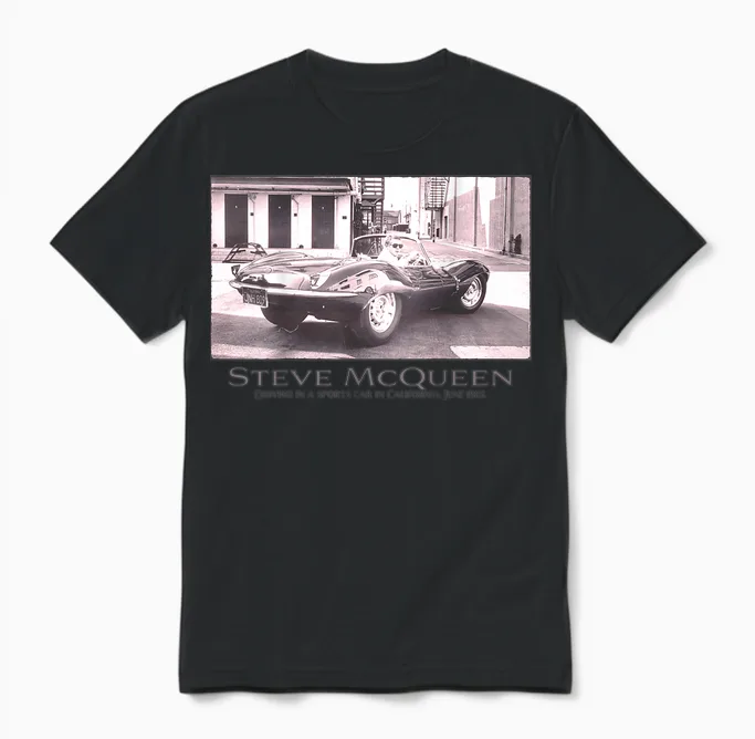 Steve Mcqueen 002 Back Printed T-Shirt, Black, S Unisex T-Shirt in Black