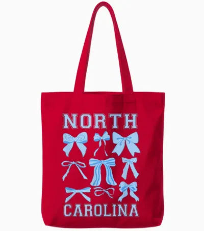 North Carolina Blue Coquette Bow Varsity Women Toddler Girls Tote Bags - Red
